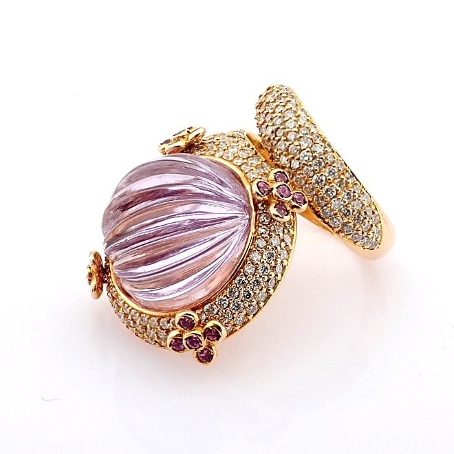 Natural Diamond 18K Rose/Pink Gold Ring - 3