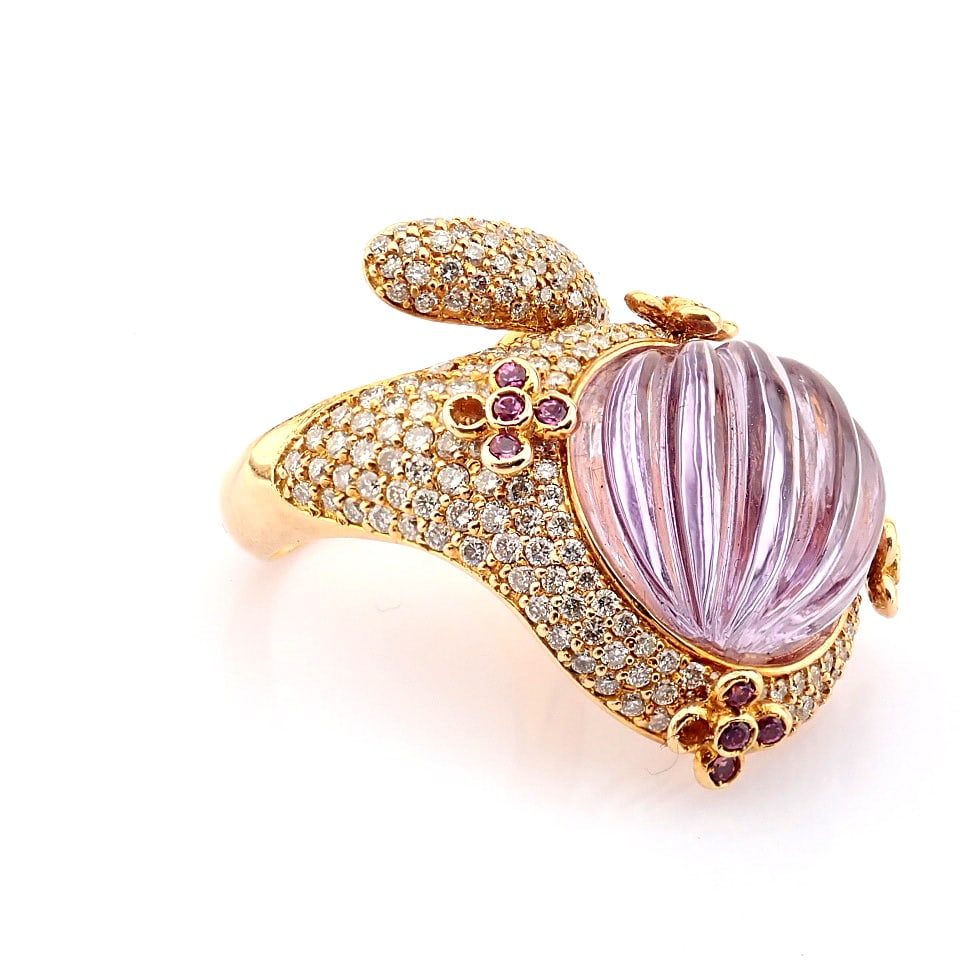 Natural Diamond 18K Rose/Pink Gold Ring - 4