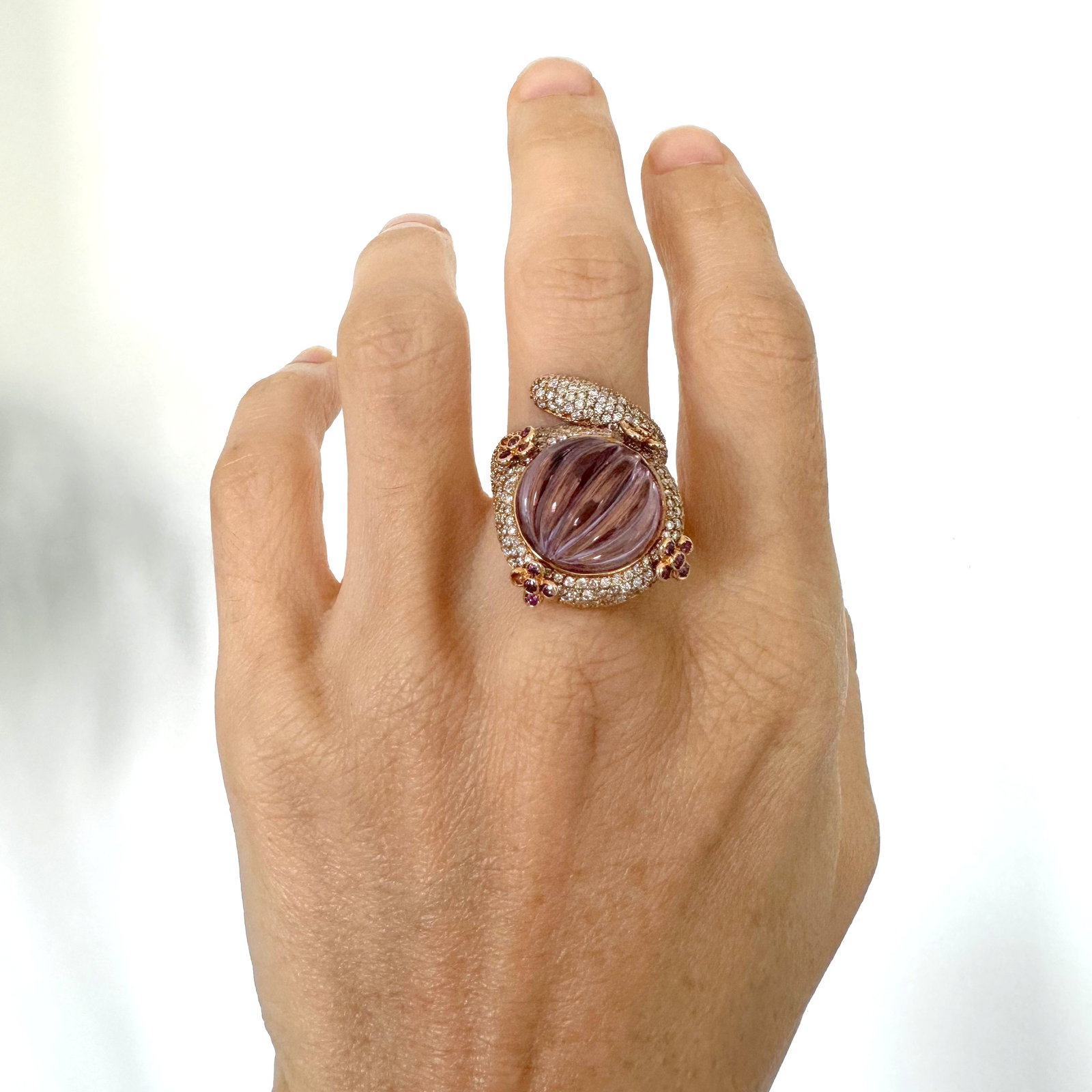 Natural Diamond 18K Rose/Pink Gold Ring - 6
