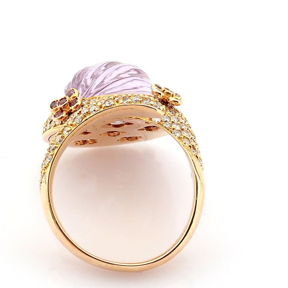 Natural Diamond 18K Rose/Pink Gold Ring - 7