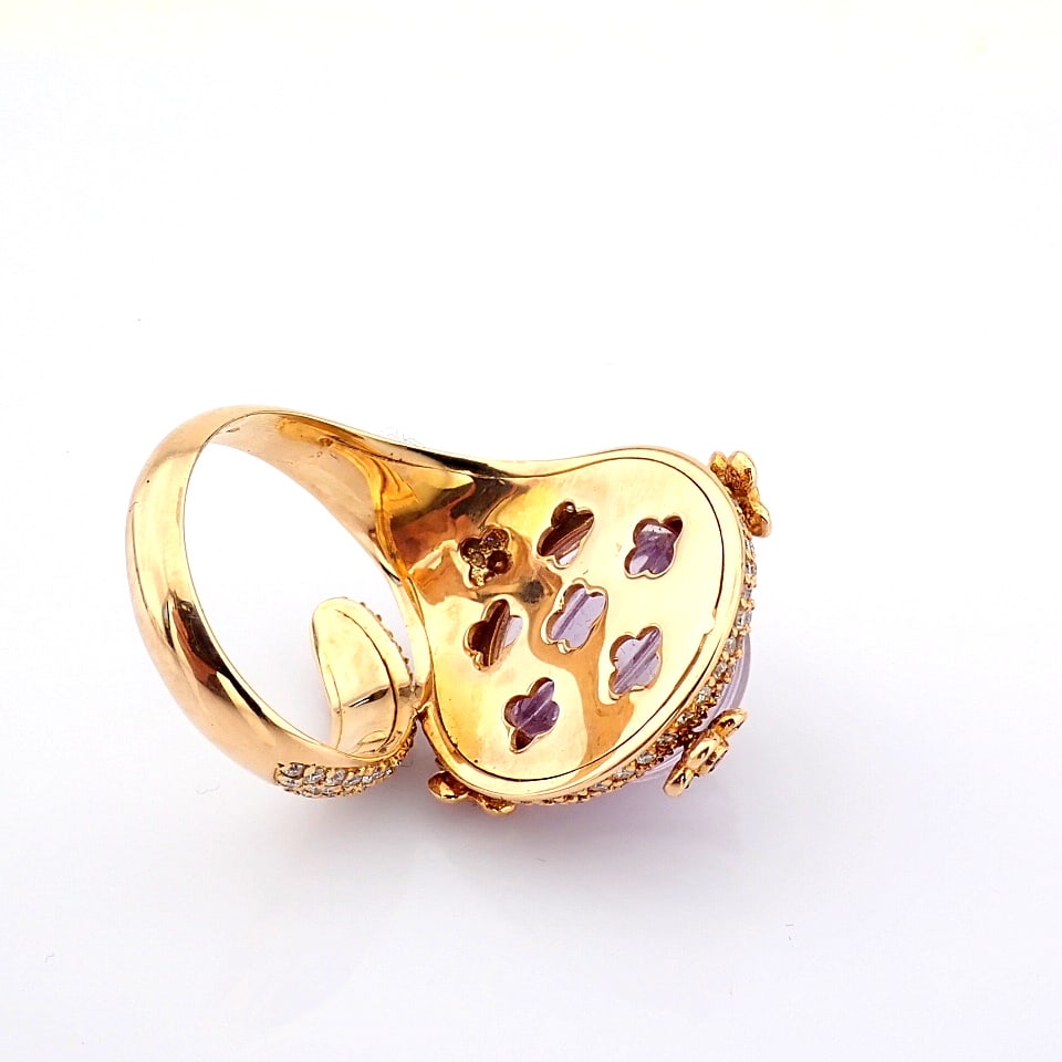 Natural Diamond 18K Rose/Pink Gold Ring - 8