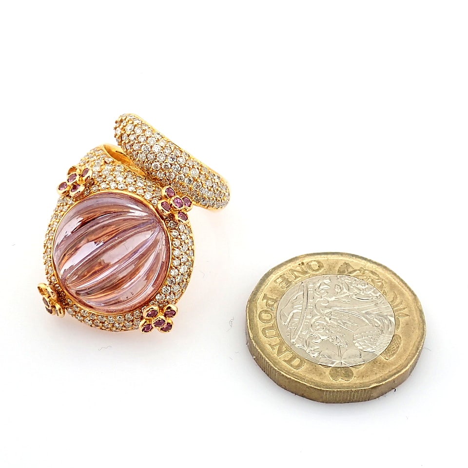 Natural Diamond 18K Rose/Pink Gold Ring - 9