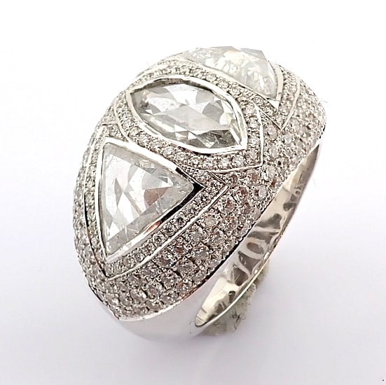 Natural Diamond 18K White Gold Ring - 2