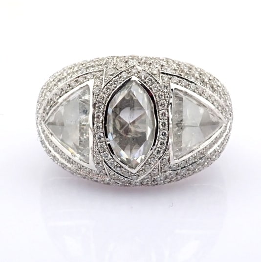 Natural Diamond 18K White Gold Ring - 5