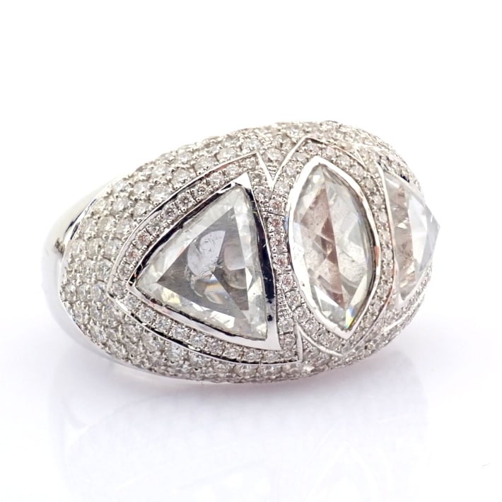 Natural Diamond 18K White Gold Ring - 6