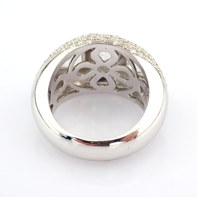 Natural Diamond 18K White Gold Ring - 8