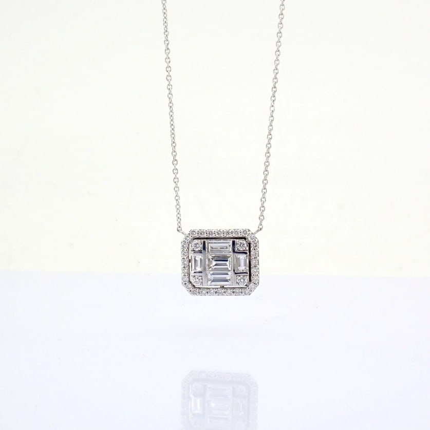 Natural Diamond 18K White Gold Necklace - 10