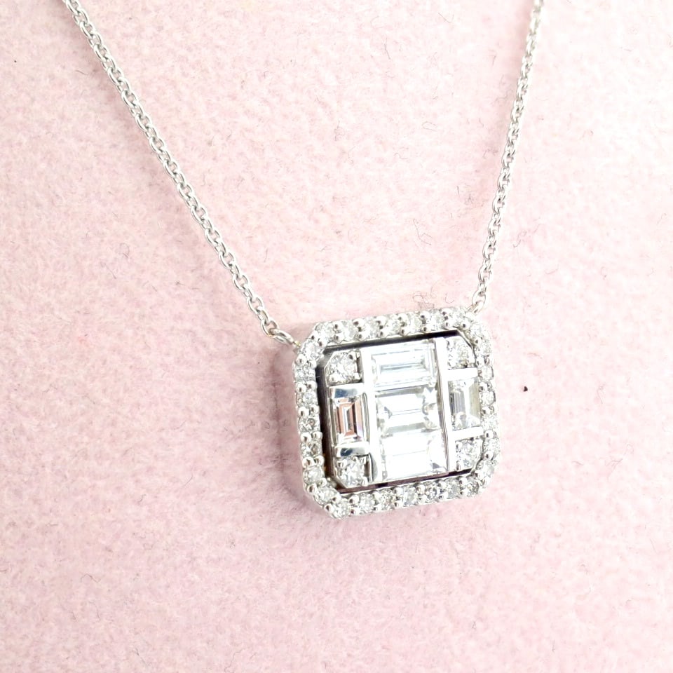 Natural Diamond 18K White Gold Necklace - 2