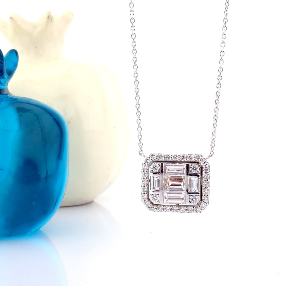 Natural Diamond 18K White Gold Necklace - 3