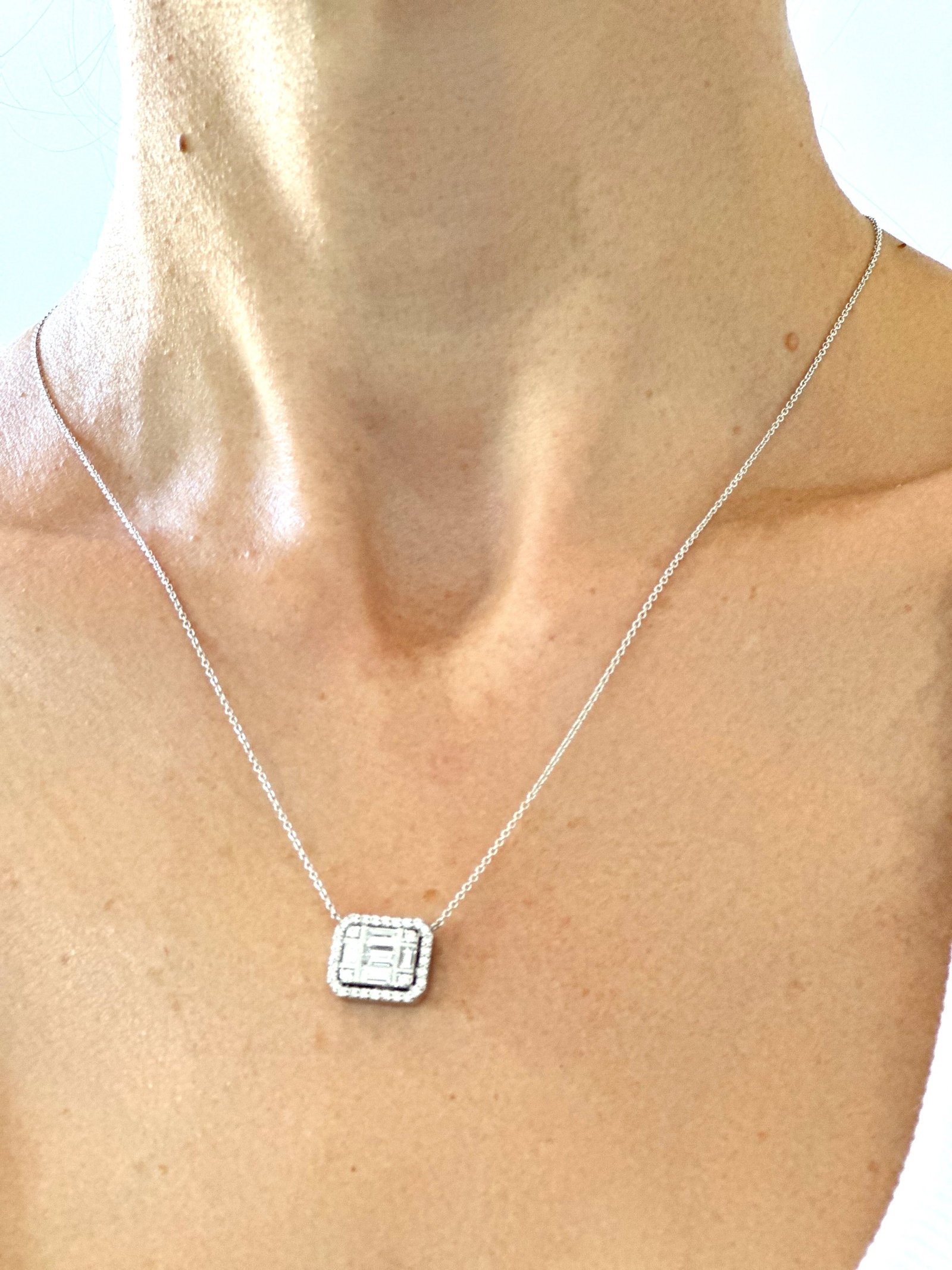 Natural Diamond 18K White Gold Necklace - 4
