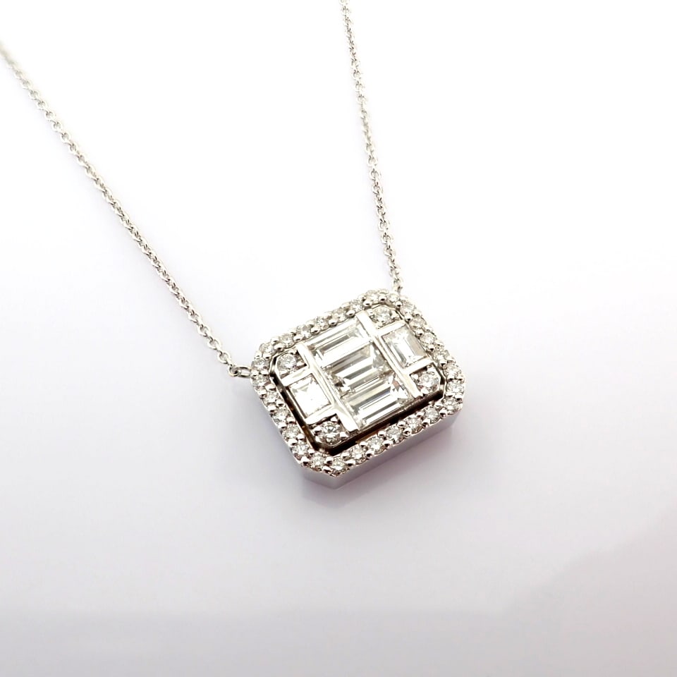 Natural Diamond 18K White Gold Necklace - 5