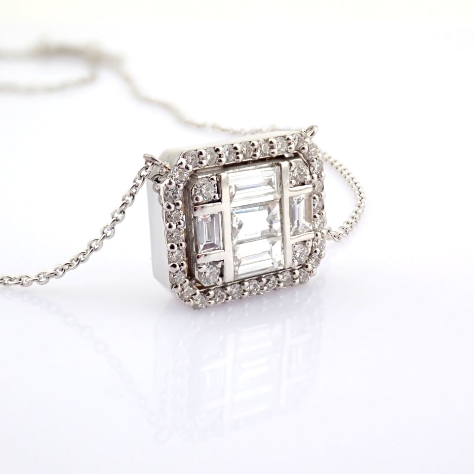 Natural Diamond 18K White Gold Necklace - 6