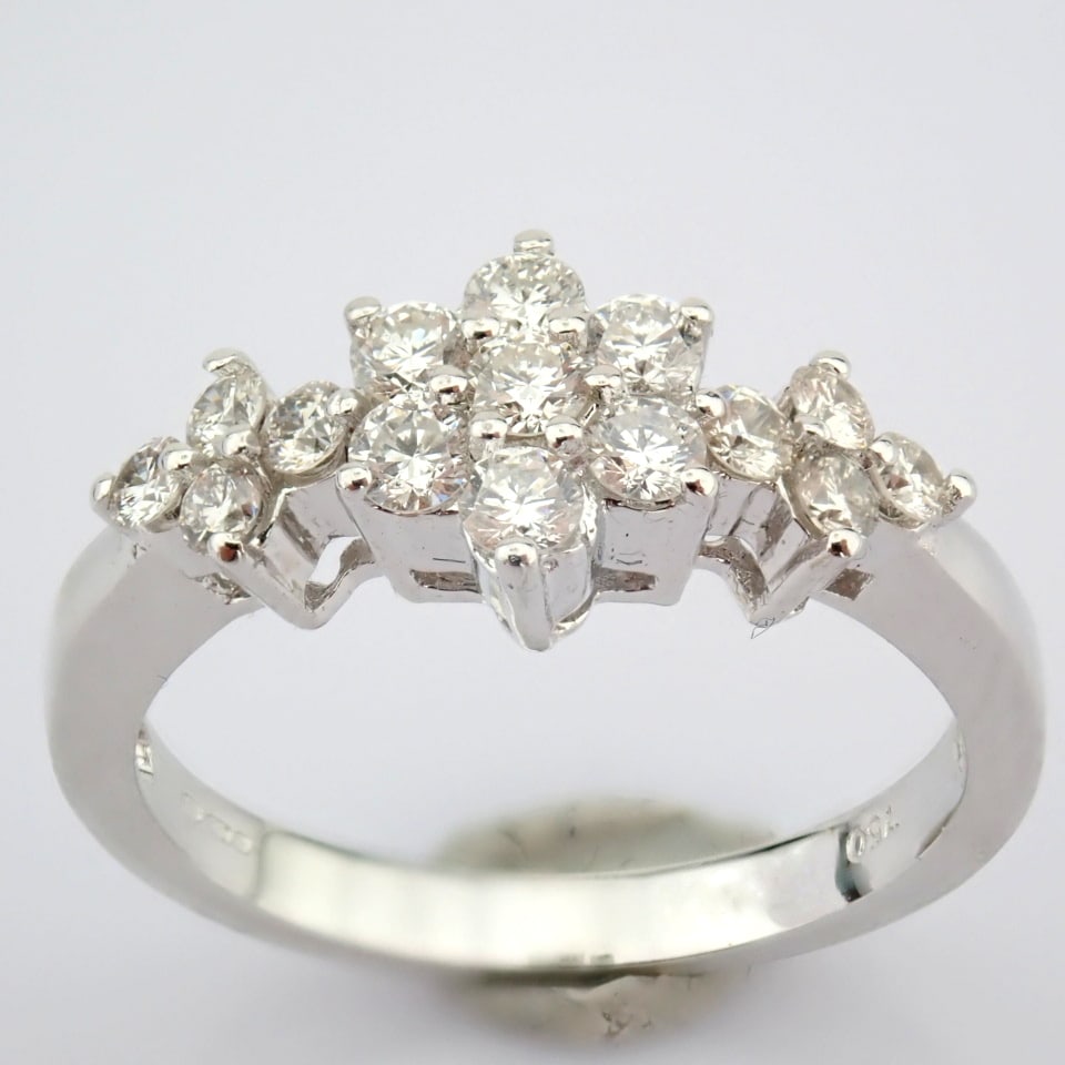 Natural Diamond 18K White Gold Ring - 4