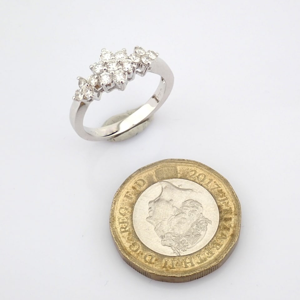 Natural Diamond 18K White Gold Ring - 6