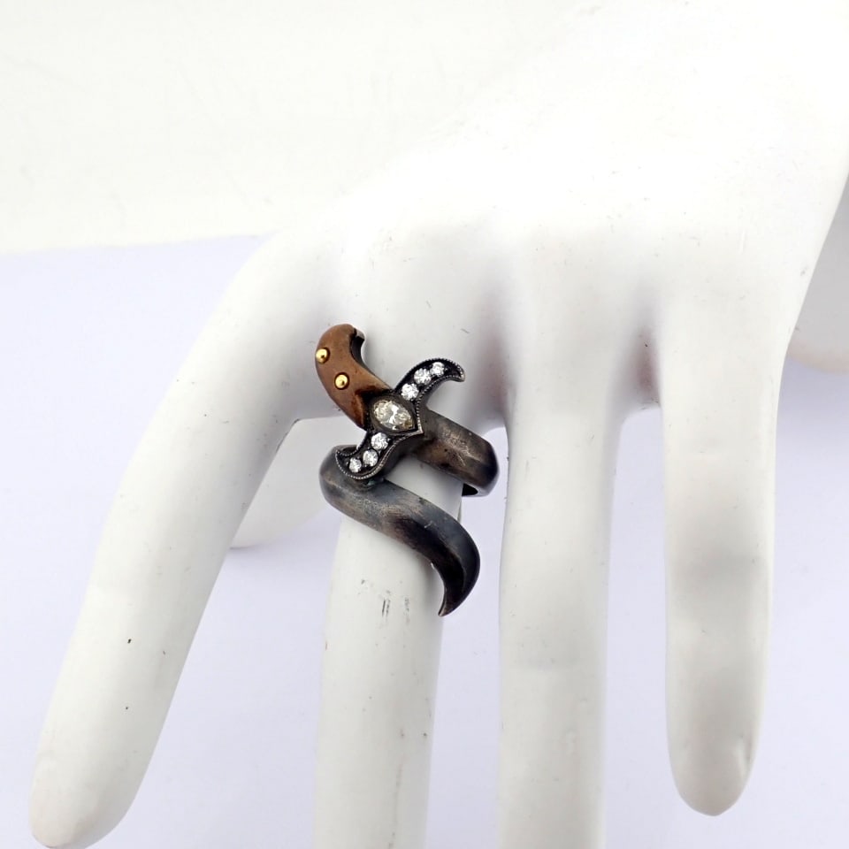 Natural Diamond 18K Yellow Gold Ring - 9