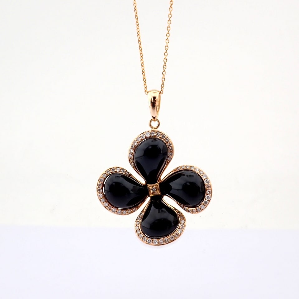 Natural Diamond 18K Rose/Pink Gold Necklace - 4