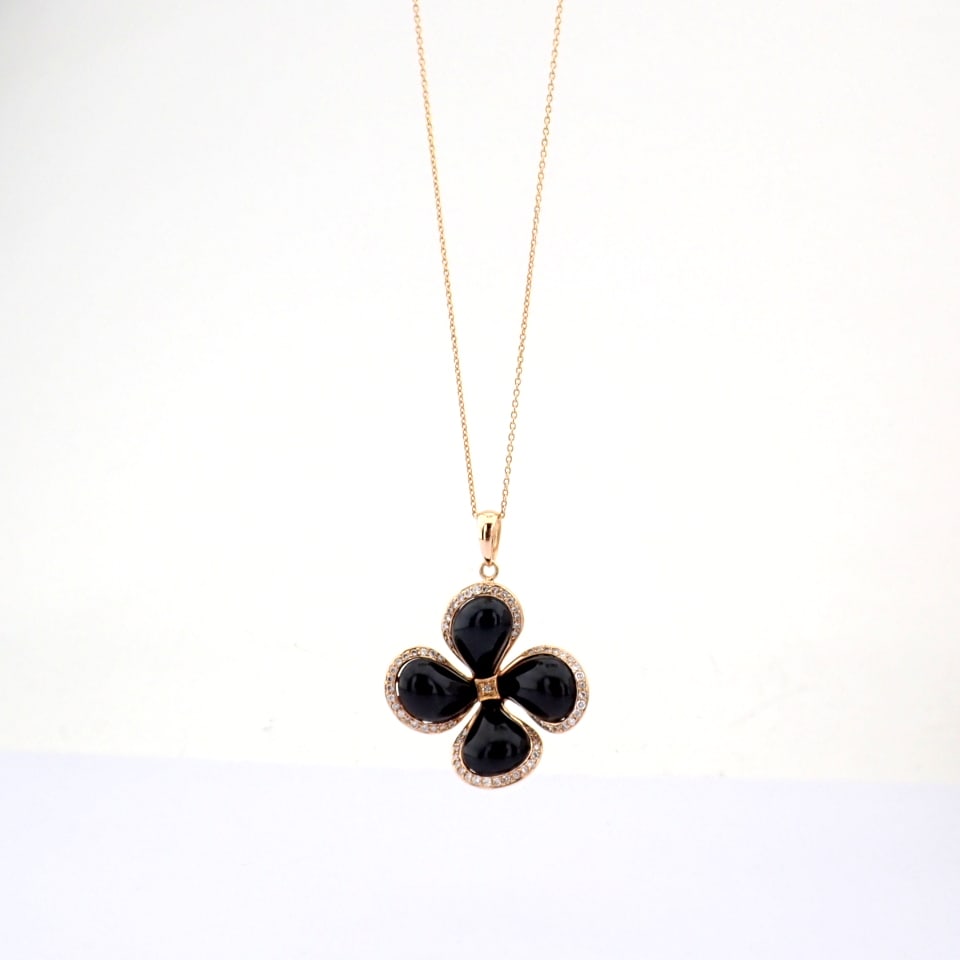 Natural Diamond 18K Rose/Pink Gold Necklace - 7