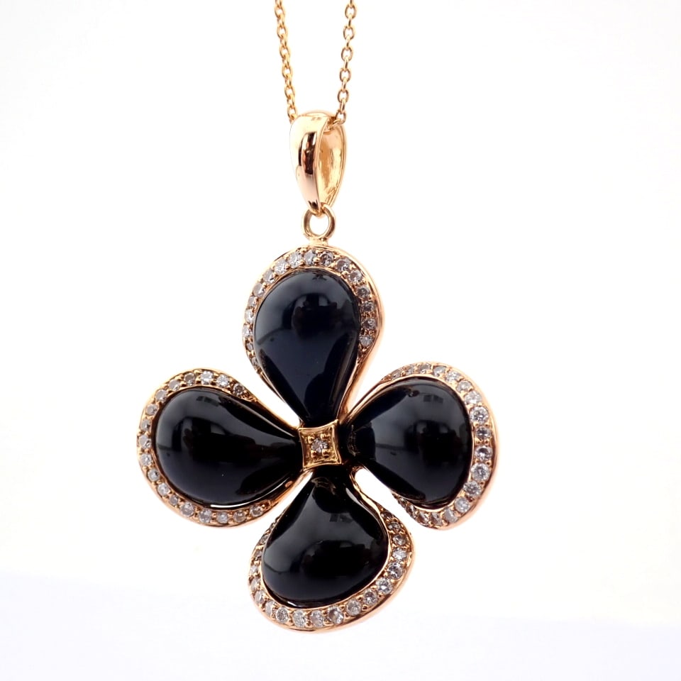 Natural Diamond 18K Rose/Pink Gold Necklace - 8