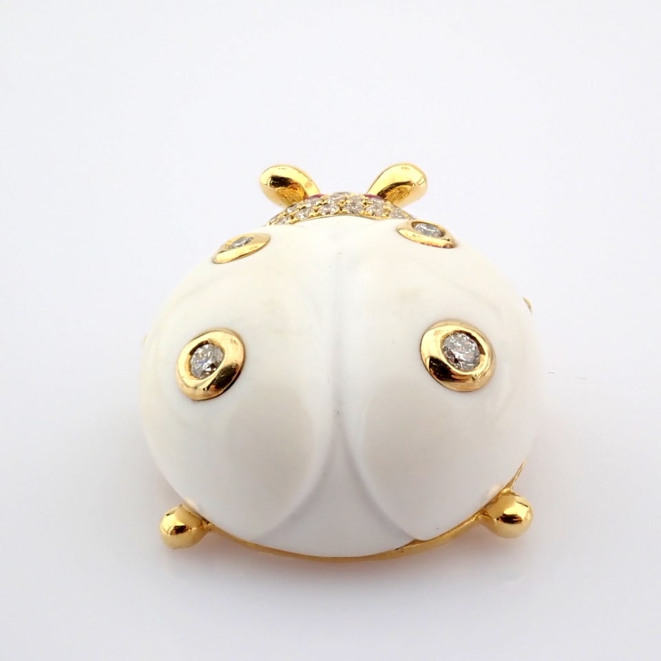 Natural Diamond 18K Yellow Gold Brooch - 2