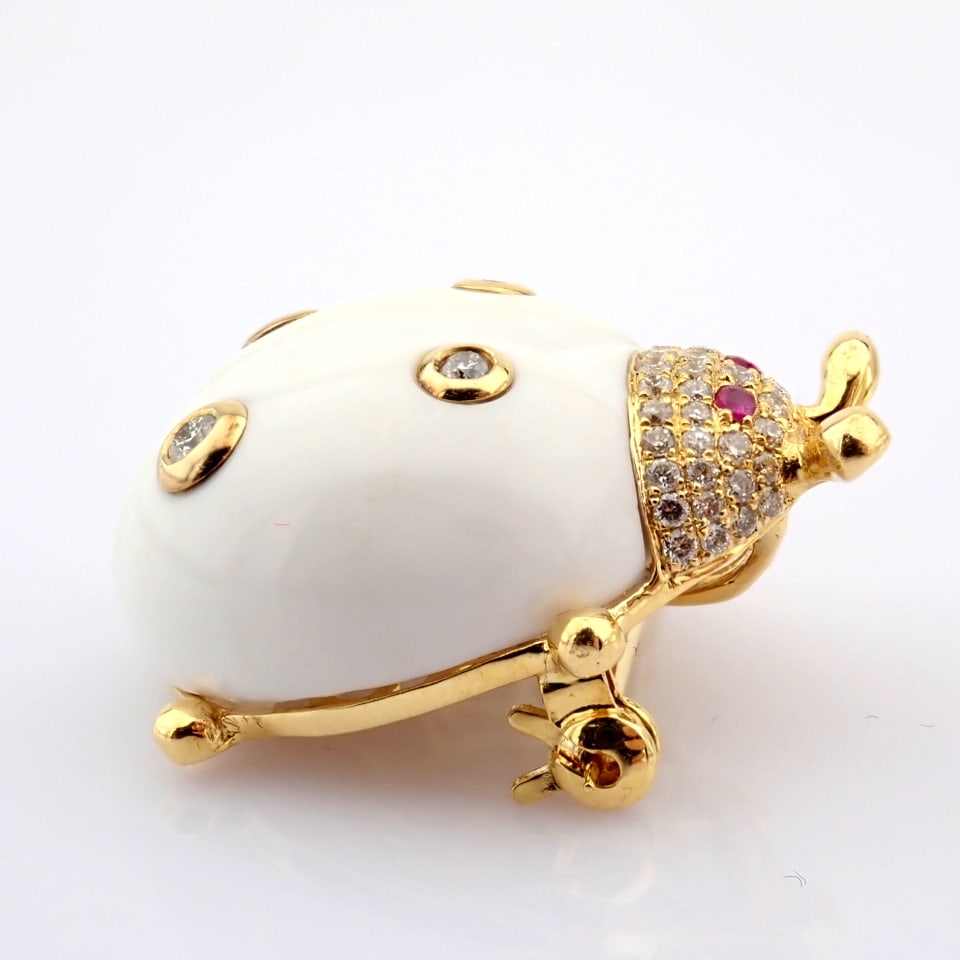 Natural Diamond 18K Yellow Gold Brooch - 3