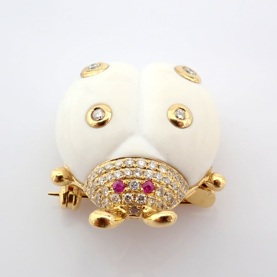 Natural Diamond 18K Yellow Gold Brooch - 4