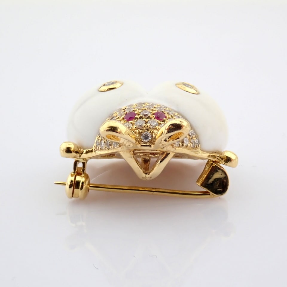 Natural Diamond 18K Yellow Gold Brooch - 5