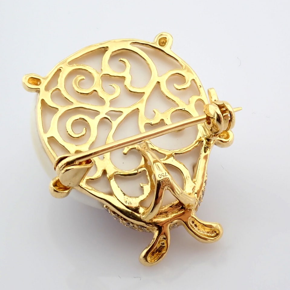 Natural Diamond 18K Yellow Gold Brooch - 6