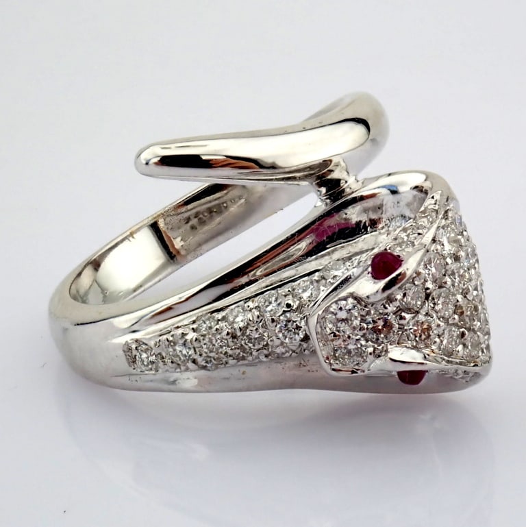 Natural Diamond 18K White Gold Ring - 2