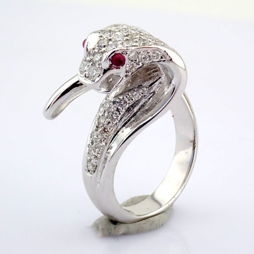 Natural Diamond 18K White Gold Ring - 5