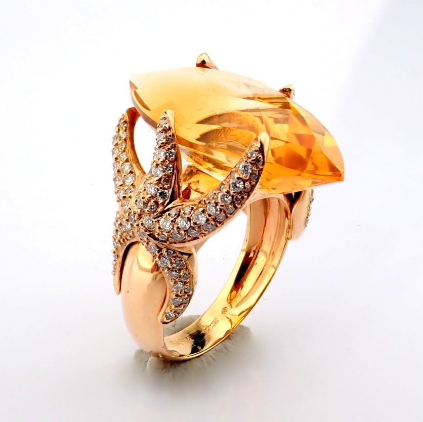 Natural Diamond 18K Rose/Pink Gold Ring - 10