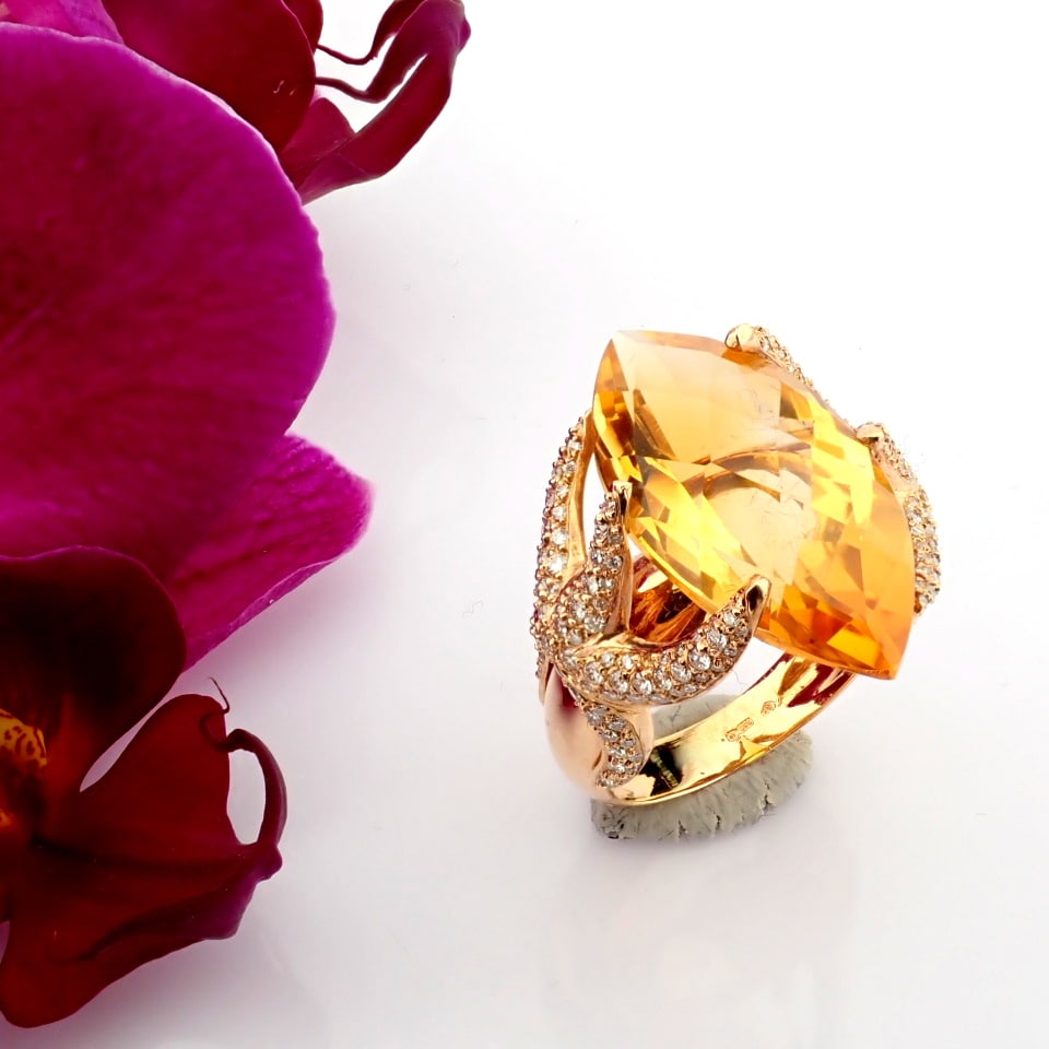 Natural Diamond 18K Rose/Pink Gold Ring - 3