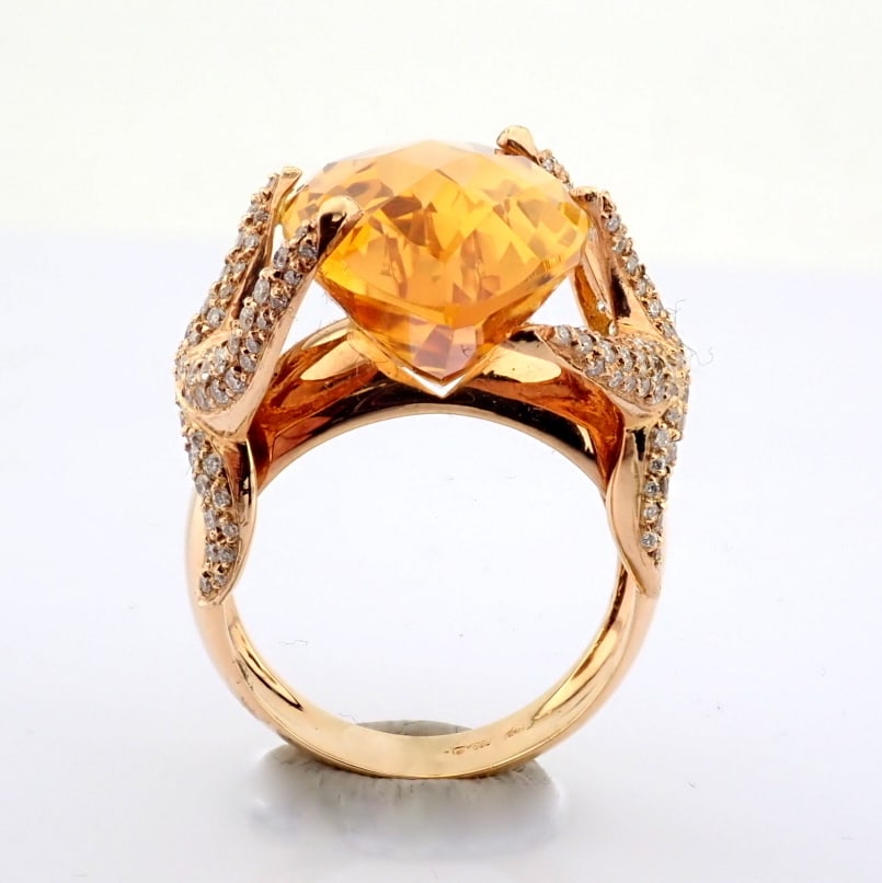 Natural Diamond 18K Rose/Pink Gold Ring - 5