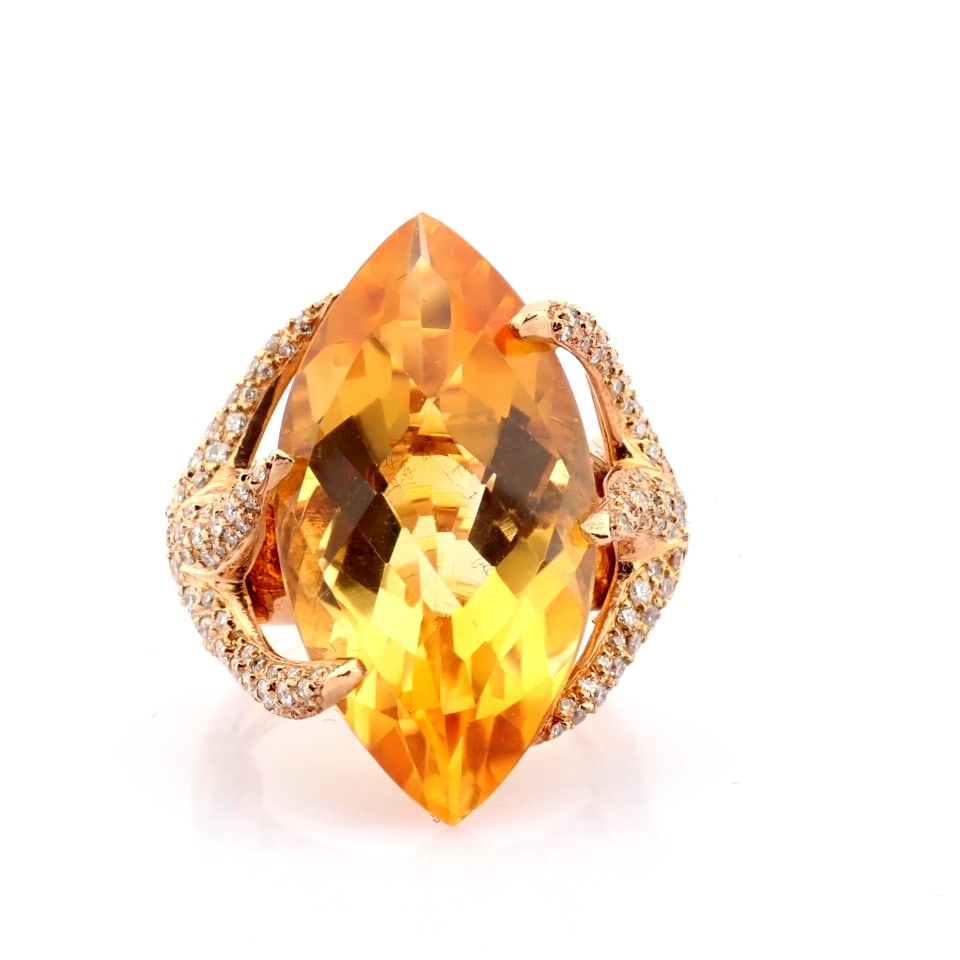 Natural Diamond 18K Rose/Pink Gold Ring - 6