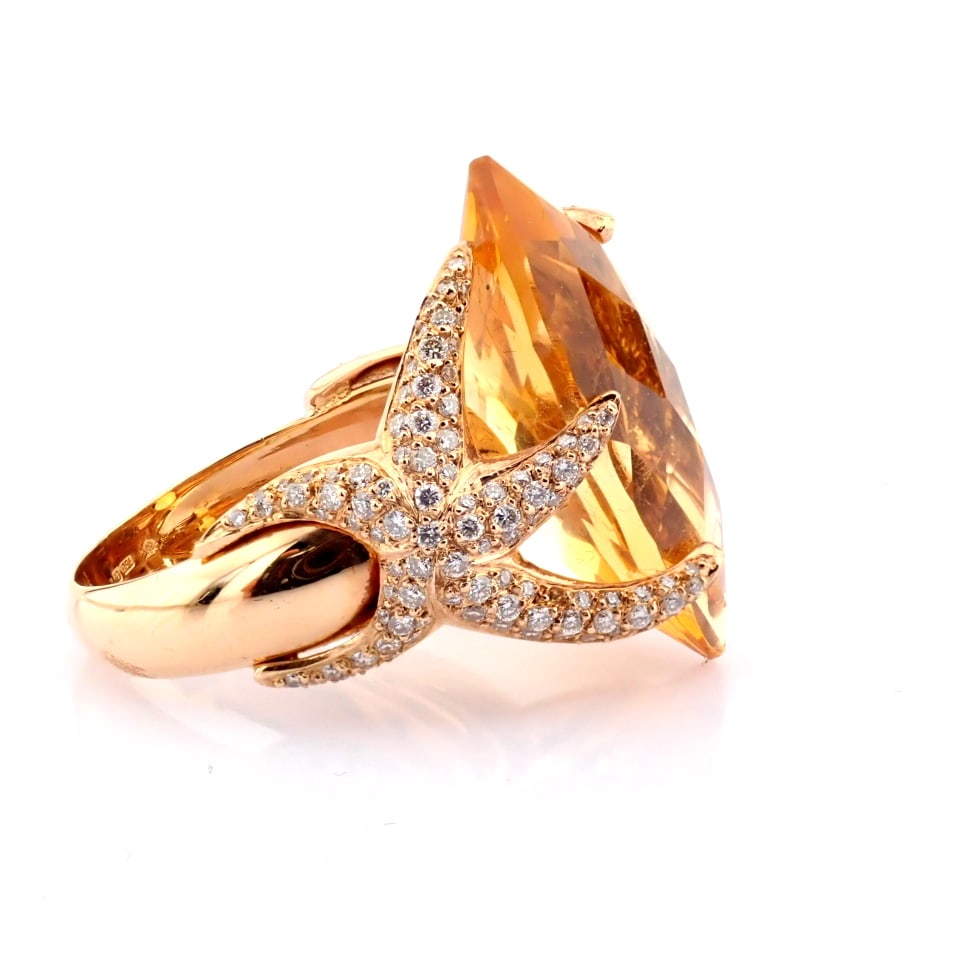 Natural Diamond 18K Rose/Pink Gold Ring - 7