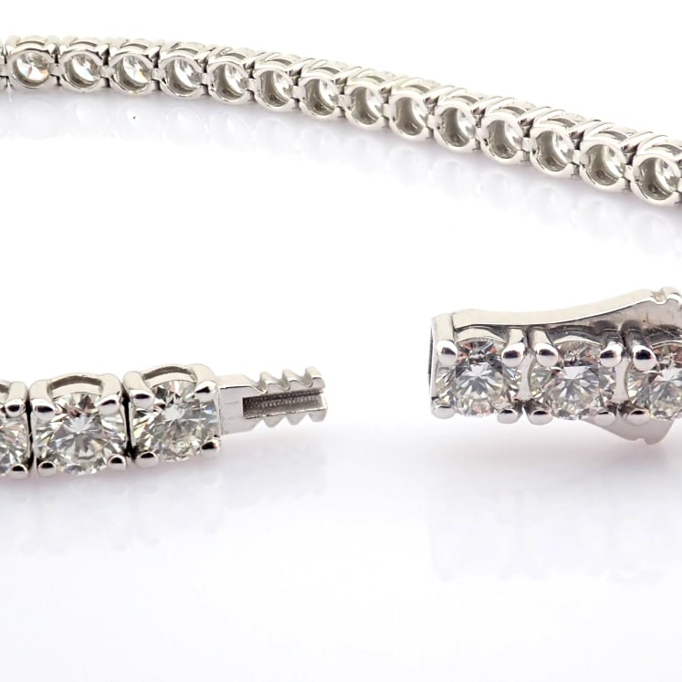 Natural Diamond 14 White Gold Bracelet - 2