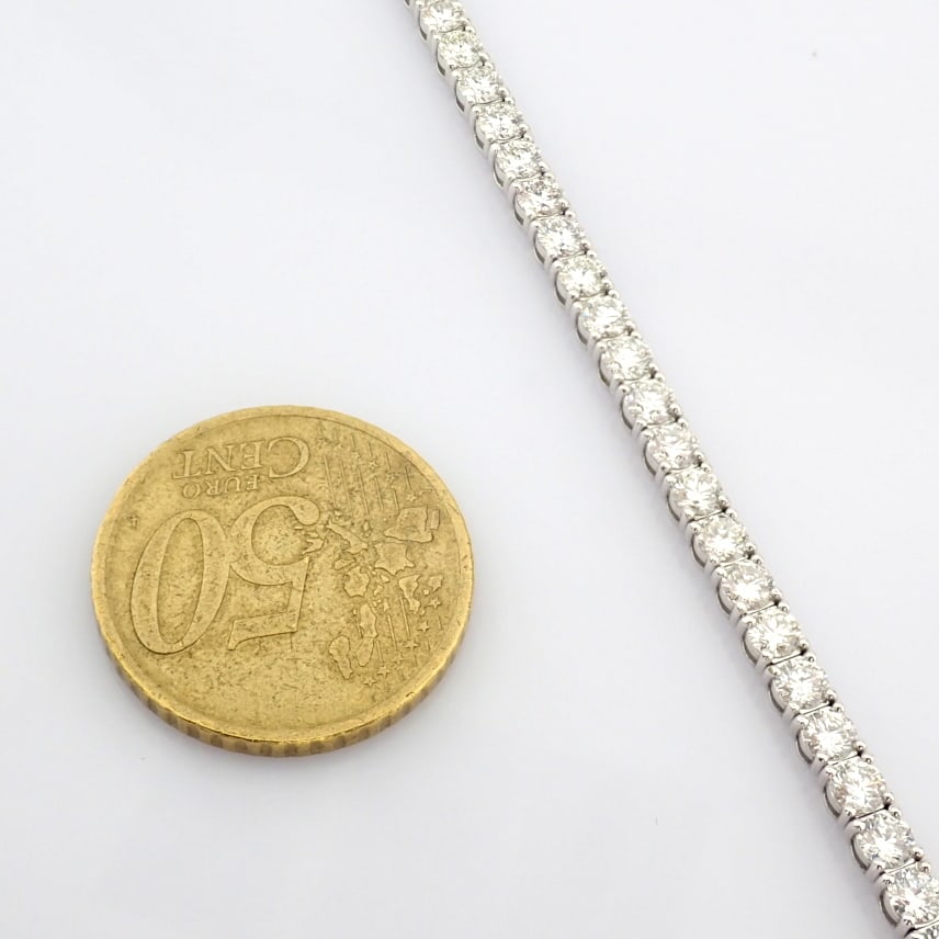 Natural Diamond 14 White Gold Bracelet - 4