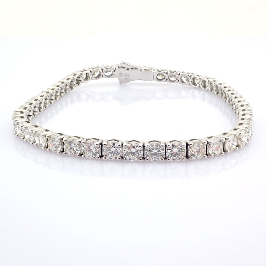Natural Diamond 14 White Gold Bracelet - 5