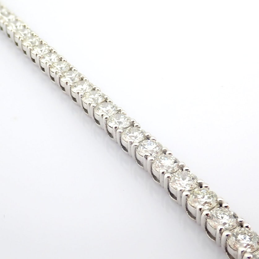 Natural Diamond 14 White Gold Bracelet - 6