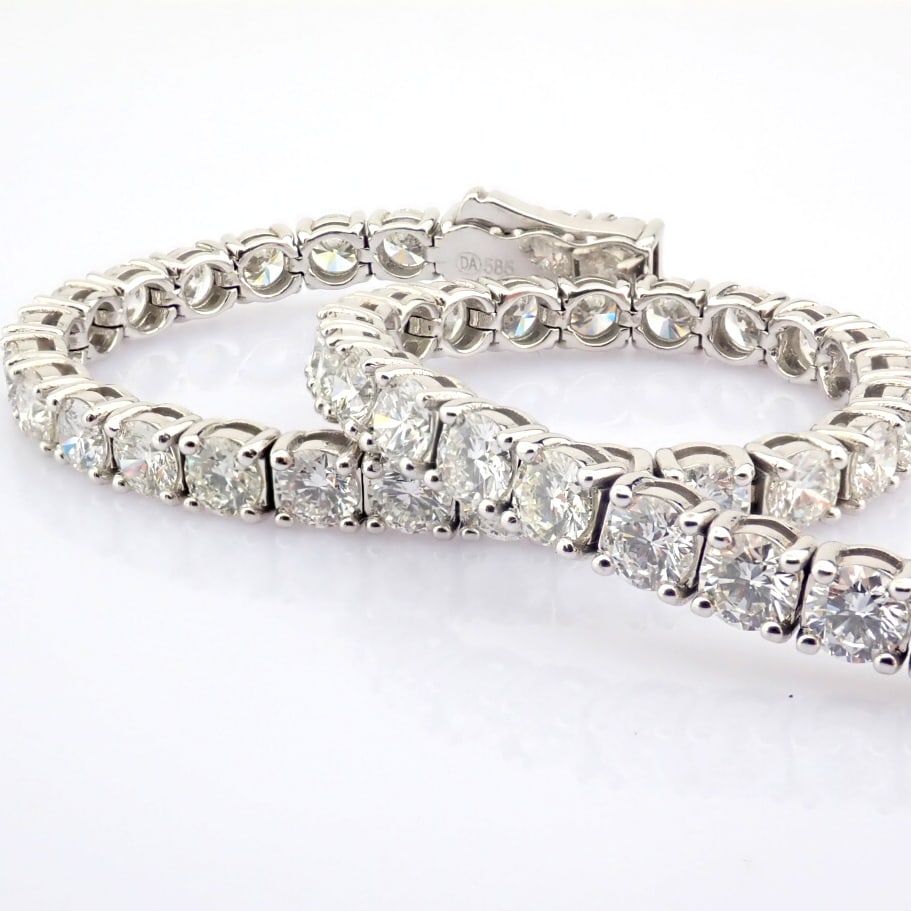 Natural Diamond 14 White Gold Bracelet - 7