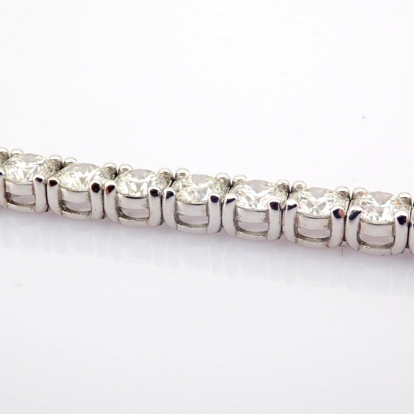 Natural Diamond 14 White Gold Bracelet - 8