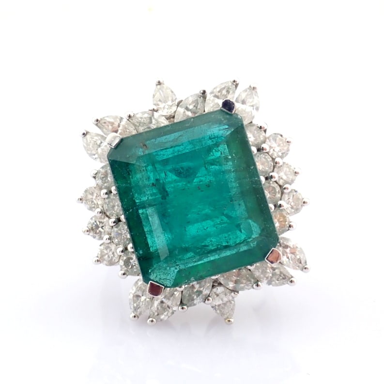 Natural Diamond 18 White Gold Ring - 2