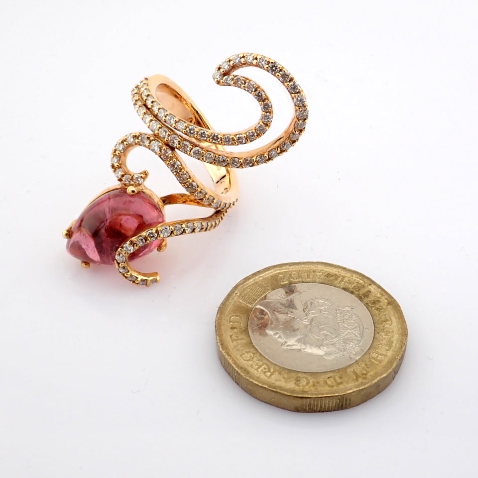 Natural Diamond 18K Rose/Pink Gold Ring - 10