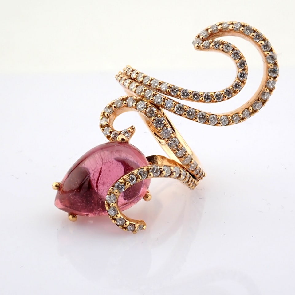 Natural Diamond 18K Rose/Pink Gold Ring - 2