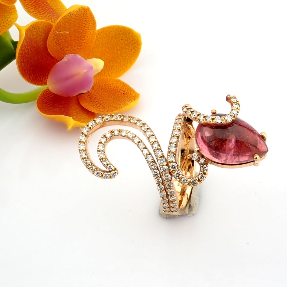 Natural Diamond 18K Rose/Pink Gold Ring - 3