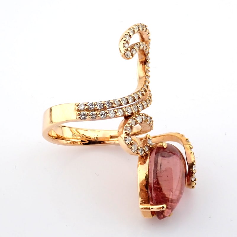 Natural Diamond 18K Rose/Pink Gold Ring - 5