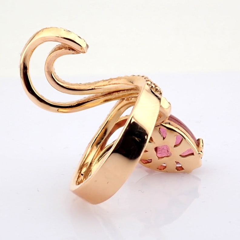 Natural Diamond 18K Rose/Pink Gold Ring - 6