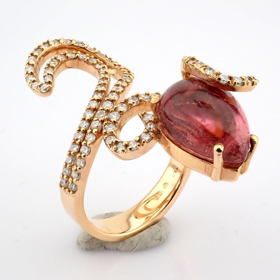 Natural Diamond 18K Rose/Pink Gold Ring - 7