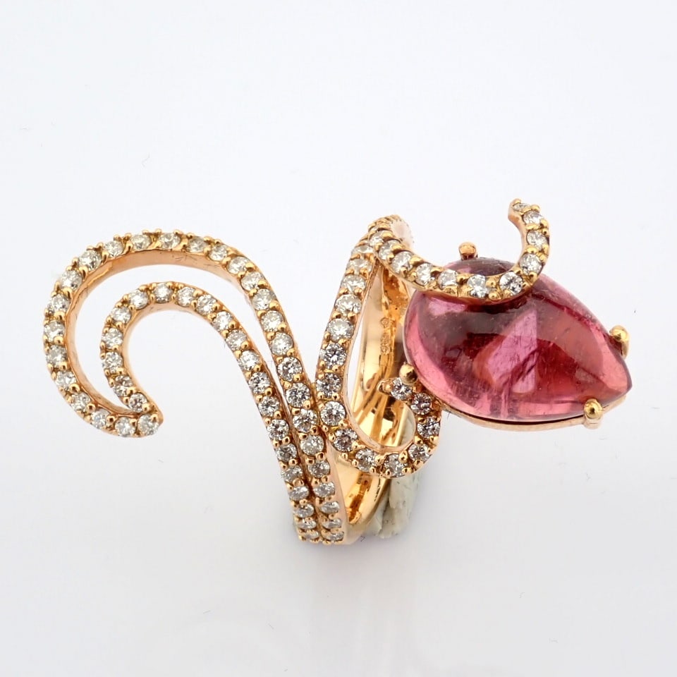 Natural Diamond 18K Rose/Pink Gold Ring - 8
