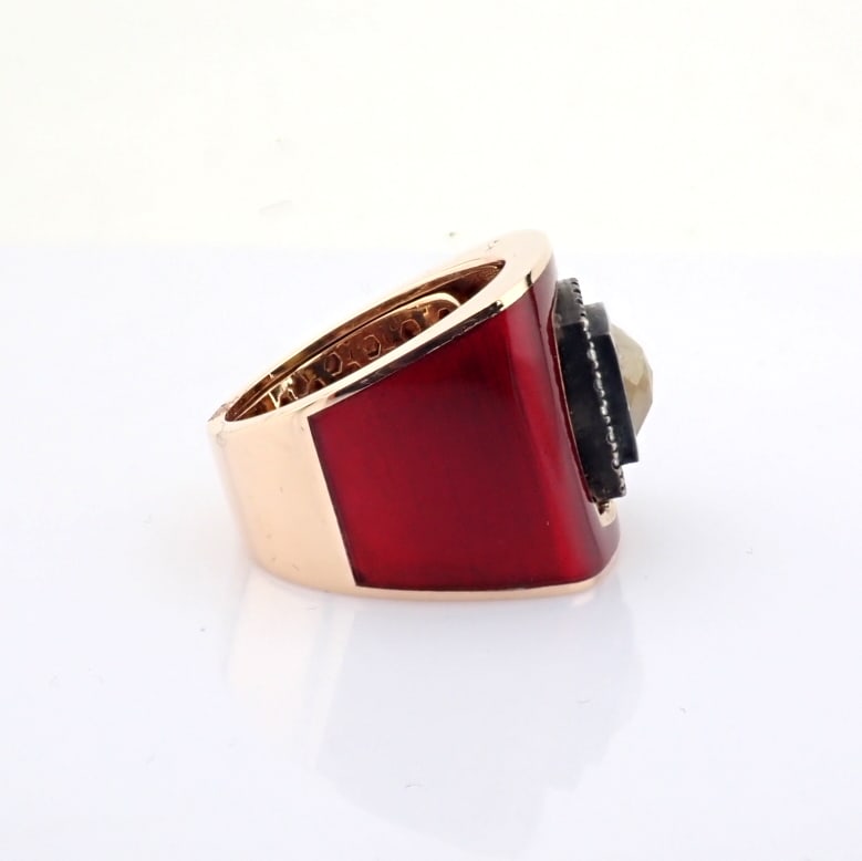 Natural Diamond 14K Rose/Pink Gold Ring - 7