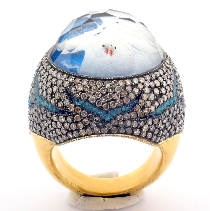 Natural Diamond 24K Yellow Gold Ring - 6